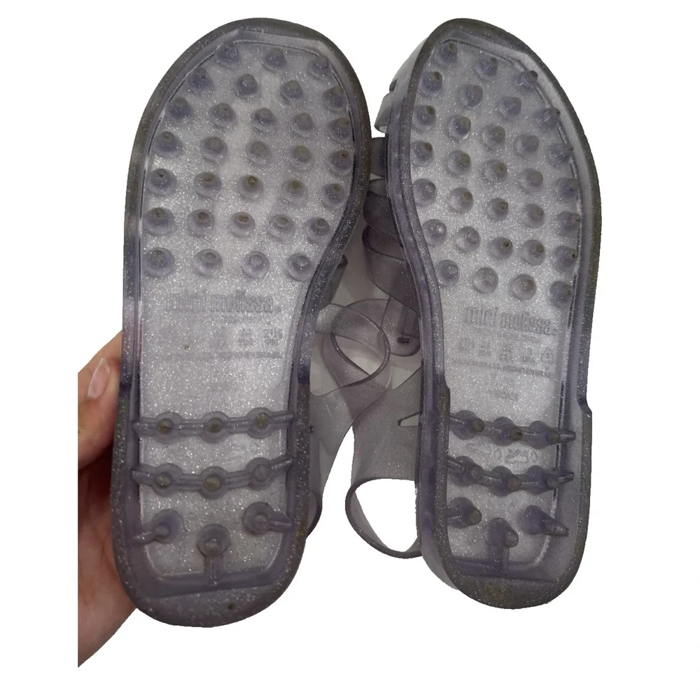 Mini Melissa Disney 100 Clear Glitter Jelly Shoes girls size 3 sandals